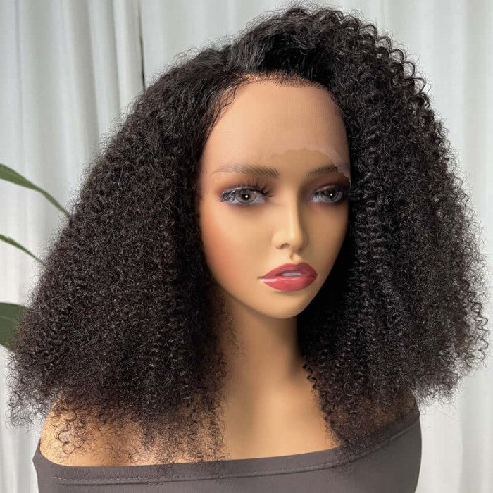 Snv Kinky Curly human hair 13x4 4x4 Lace Front Wig Short bob Wigs 180% Density