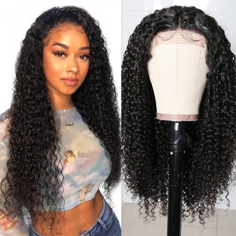 Snv 4x4 Lace Glueless Closure Wig Jerry Curly hair wig  Pre Plucked Human Hair 180% density