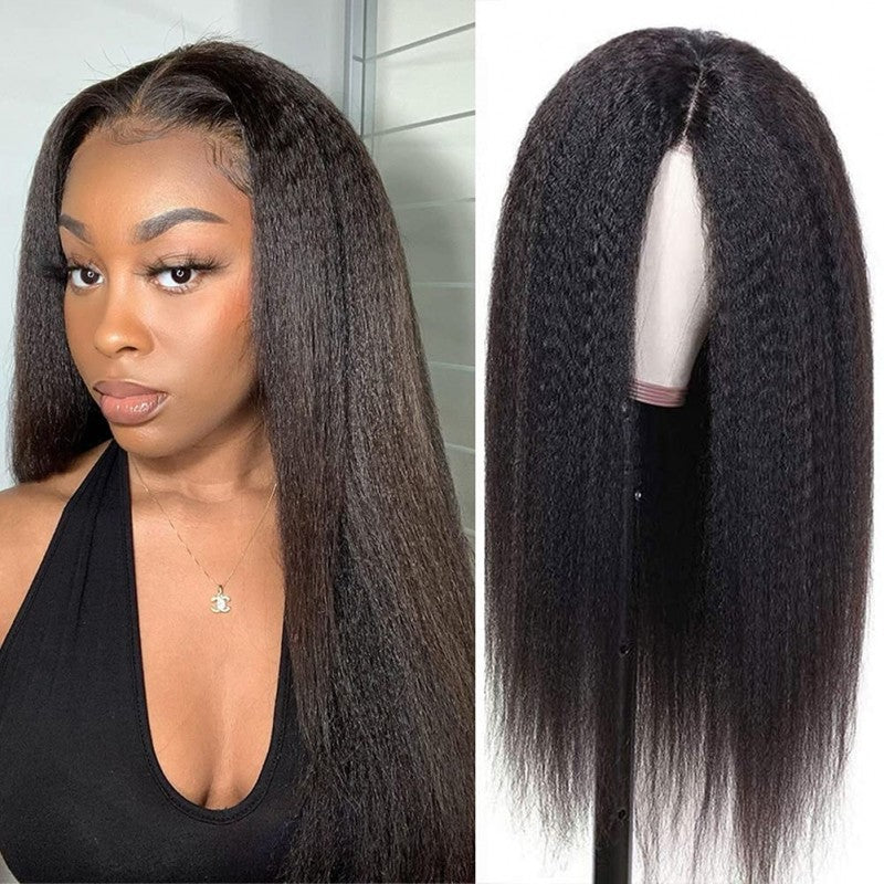 Snv 13x4 HD Lace Front Wigs Kinky Straight Hair Wig Human Hair Side Part 180% Density