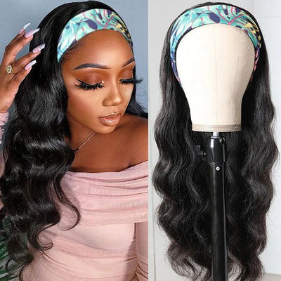 Snv Glueless Wig Body Wave Human Hair Wigs No Glue Silk Scarf Headband Wigs For Beginners 180% Density