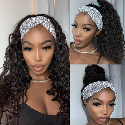 Snv Glueless Wig Loose Deep Wave Human Hair Wigs No Glue Silk Scarf Headband Wigs For Beginners 180% Density