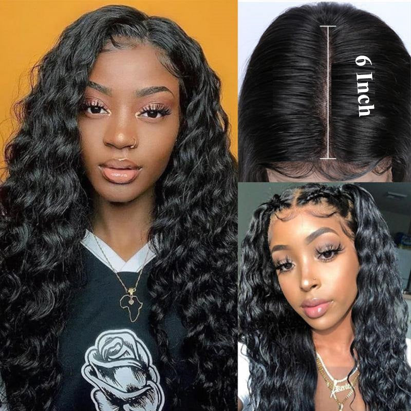 Snv 6×6 Lace Closure Wigs loose Deep Wave Virgin Human Hair Wig Pre Plucked With Baby Hair 100% Brazilian Human Hair 180% Density