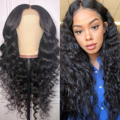 Snv 6×6 Lace Closure Wigs loose Deep Wave Virgin Human Hair Wig Pre Plucked With Baby Hair 100% Brazilian Human Hair 180% Density