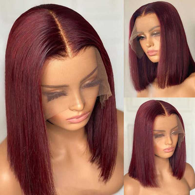 Snv 13x4 4×4 Lace Closure Wigs 99j Straight Hair Bob Wigs 180% density