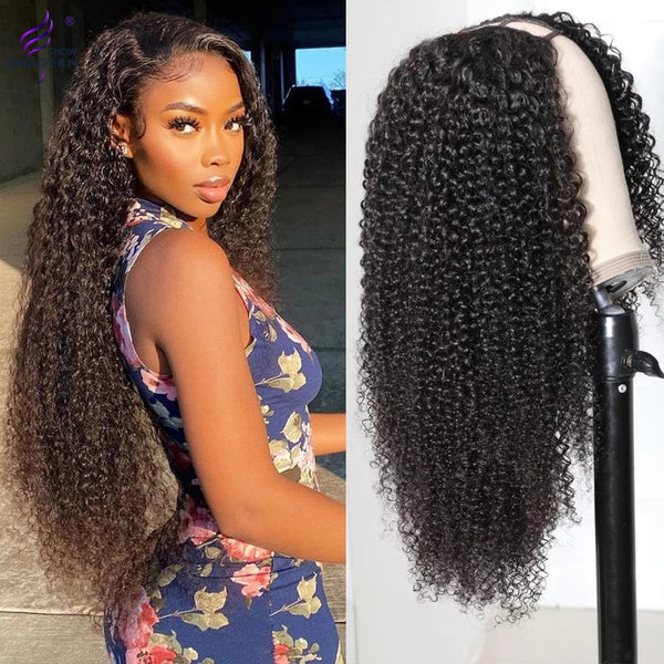 Snv U Part Wigs Natural Curly Human Hair Wig No Leave Out No Glue Beginner Friendly 180% Density Wigs