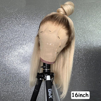 Snv 13×4 Lace Front Wigs 613 Blonde straight Wig With Dark Roots Human Hair 180% density