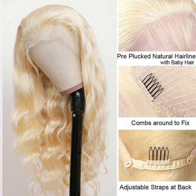 Snv 613 Blonde Body Wave Human Hair 13*4 Lace Front Wigs 180% Density