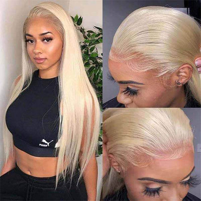 Snv 613 Blond Wig Straight Real Human Hair Wig 13x4 Lace Front Wig Pre Plucked 180% Density