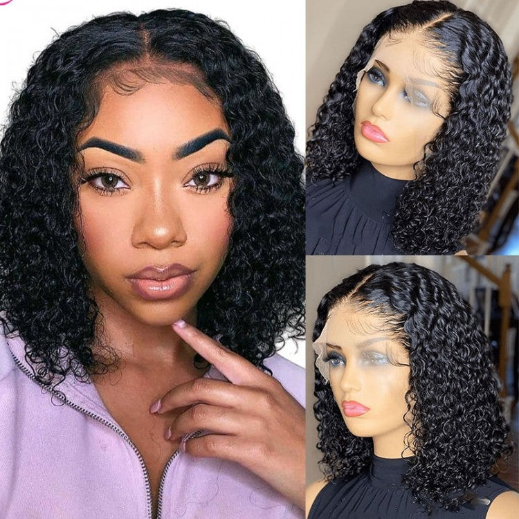 Snv 4x4 13x4 Lace Front wigs curly Bob Human Hair Wigs Pre Plucked With Baby Hair