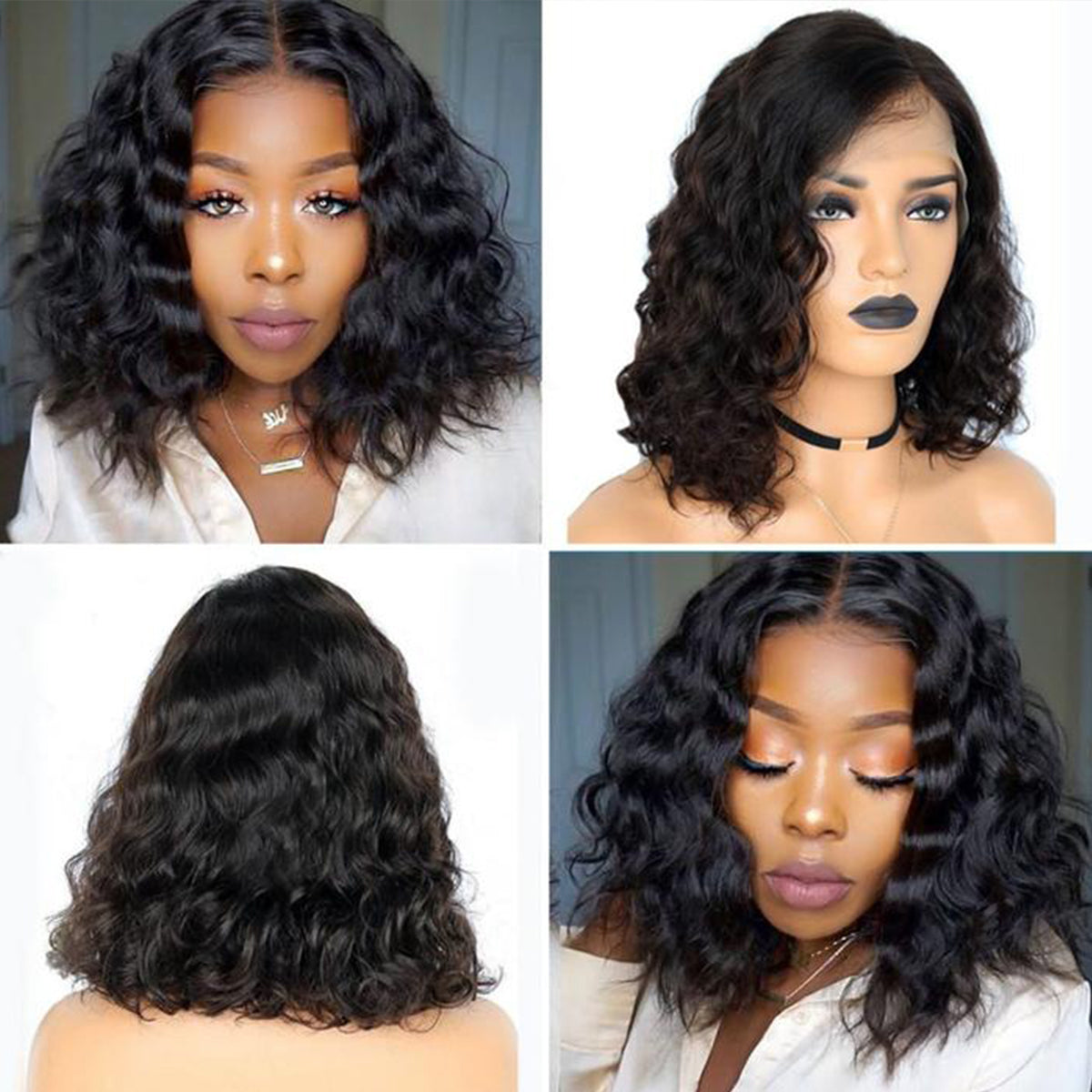 Snv 13x4 Lace Front Wig Loose Deep Wave Bob Wig 180% Density pre plucked with babyhair