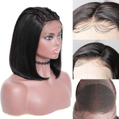 Snv short straight Bob wigs 13×4  Lace Front Wigs Transparent lace Virgin Human Hair With Pre Plucked With Baby Hair, Natural Hairline