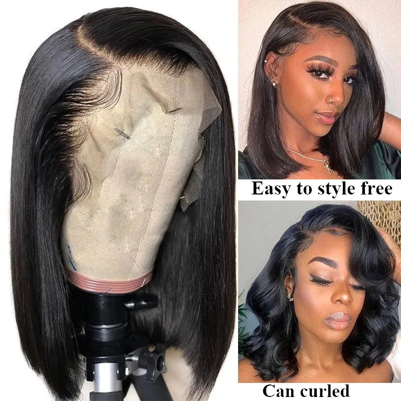 Snv short straight Bob wigs 13×4  Lace Front Wigs Transparent lace Virgin Human Hair With Pre Plucked With Baby Hair, Natural Hairline