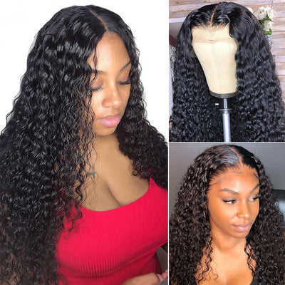 Snv 4x4  Lace closure wigs water wave Human Hair wigs pre plucked with Baby hair