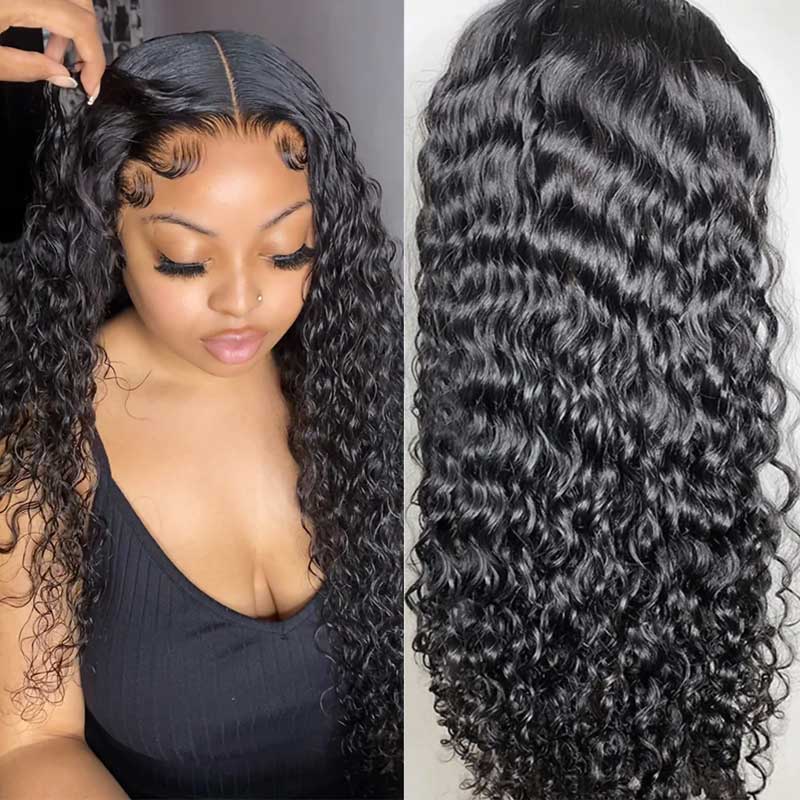 Snv 4x4  Lace closure wigs water wave Human Hair wigs pre plucked with Baby hair