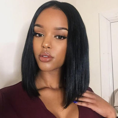 Snv Bob Wig  4x4  Lace Front Wigs Short Straight Human Hair wigs Pre Plucked With Baby Hair