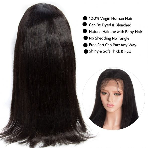 Snv high quality 13×6 transparent Lace Front Wigs Straight  Virgin Human Hair wigs With Pre-Plucked Hairline