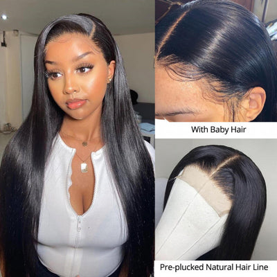 Snv 6×6 Lace Closure Wigs Straight Virgin Human Hair Wig Pre Plucked With Baby Hair 100% Brazilian Human Hair 180% Density