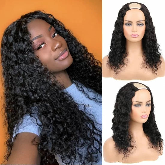 Snv U Part Wigs Water Wave Human Hair Wig No Leave Out No Glue Beginner Friendly 180% Density Wigs