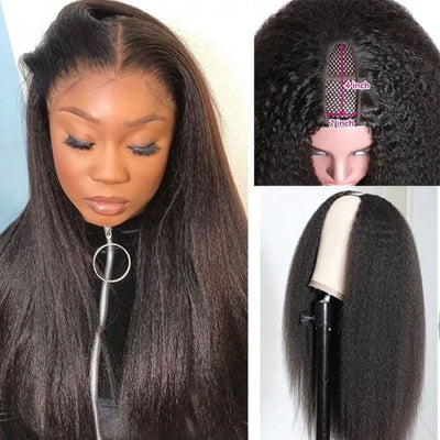 Snv U Part Wig Kinky Straight Hair 180% density pre plucked with natural hairline