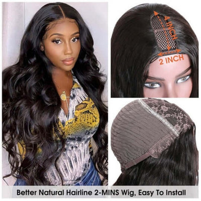 Snv U Part Wigs Body Wave Human Hair Wig No Leave Out No Glue Beginner Friendly 180% Density Wigs