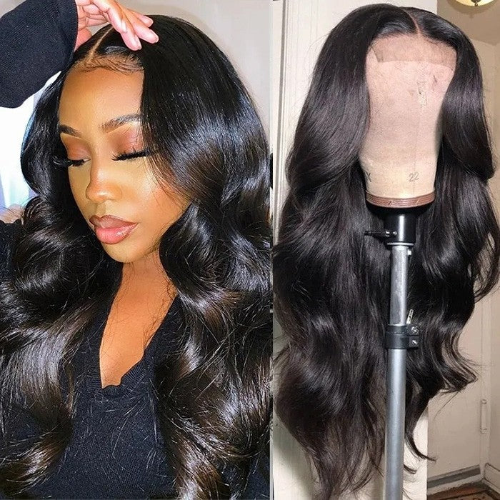 Snv 4×4 Lace Closure Wig transparent lace wig Body Wave Human Hair Wigs preplucked with baby hair