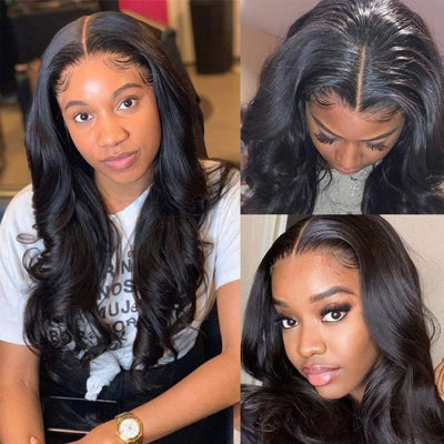 Snv 4×4 Lace Closure Wig transparent lace wig Body Wave Human Hair Wigs preplucked with baby hair