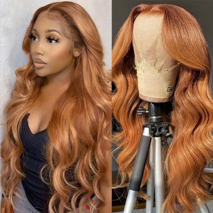 Snv Ginger Brown Body Wave Wigs  13X4 Lace Frontal Wigs Brown Colored Human Hair Wigs For Women