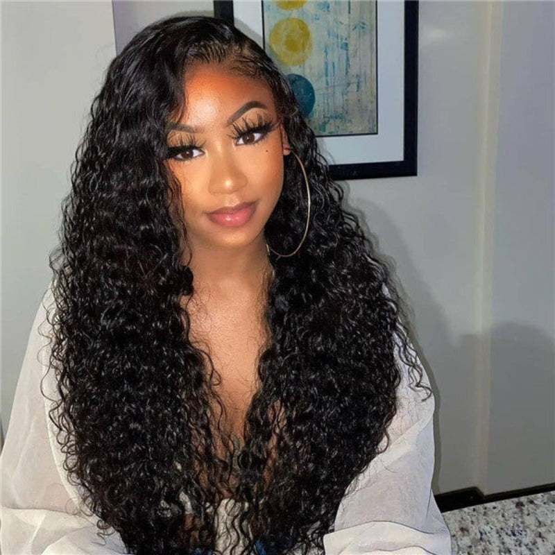 Snv 4x4 Lace Glueless Closure Wig Jerry Curly hair wig  Pre Plucked Human Hair 180% density