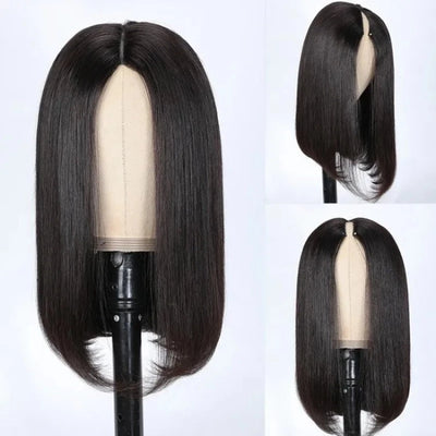 Snv V Part Wig Human Hair Straight Short Bob Wigs For Black Women No Glue No Sewing Natural Hairline Beginner Friendly