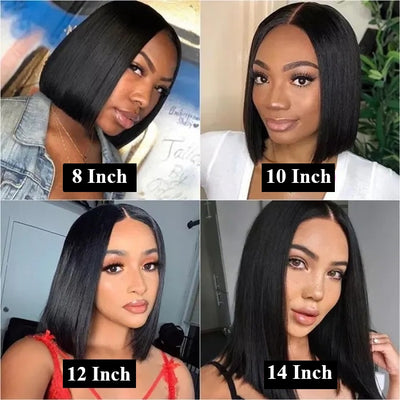 Snv V Part Wig Human Hair Straight Short Bob Wigs For Black Women No Glue No Sewing Natural Hairline Beginner Friendly