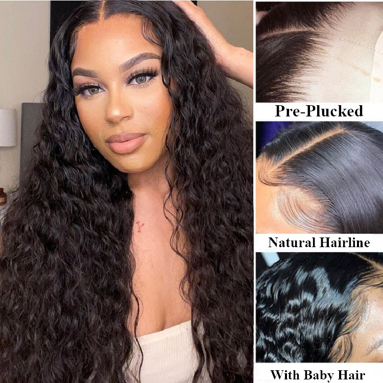 Snv 6×6 Lace Closure Wigs Water Wave Virgin Human Hair Wig Pre Plucked With Baby Hair 100% Brazilian Human Hair 180% Density