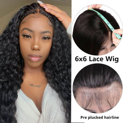 Snv 6×6 Lace Closure Wigs Water Wave Virgin Human Hair Wig Pre Plucked With Baby Hair 100% Brazilian Human Hair 180% Density