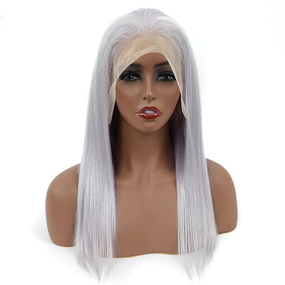 White Grey Wig Human Hair Straight 13x4 Lace Front Wig Pre Plucked 200% Density - Alibonnie