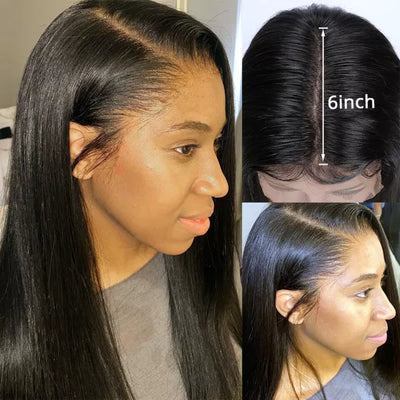 Snv 6×6 Lace Closure Wigs Straight Virgin Human Hair Wig Pre Plucked With Baby Hair 100% Brazilian Human Hair 180% Density