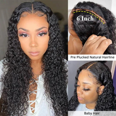 Snv 6×6 Lace Closure Wigs Water Wave Virgin Human Hair Wig Pre Plucked With Baby Hair 100% Brazilian Human Hair 180% Density