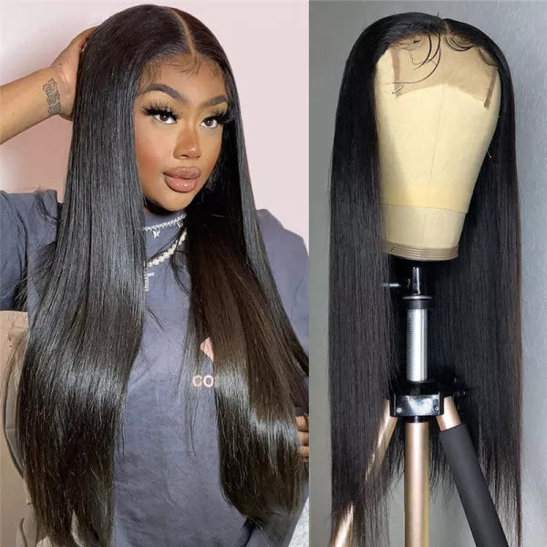 Snv 6×6 Lace Closure Wigs Straight Virgin Human Hair Wig Pre Plucked With Baby Hair 100% Brazilian Human Hair 180% Density