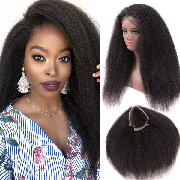 Snv 13x4 HD Lace Front Wigs Kinky Straight Hair Wig Human Hair Side Part 180% Density