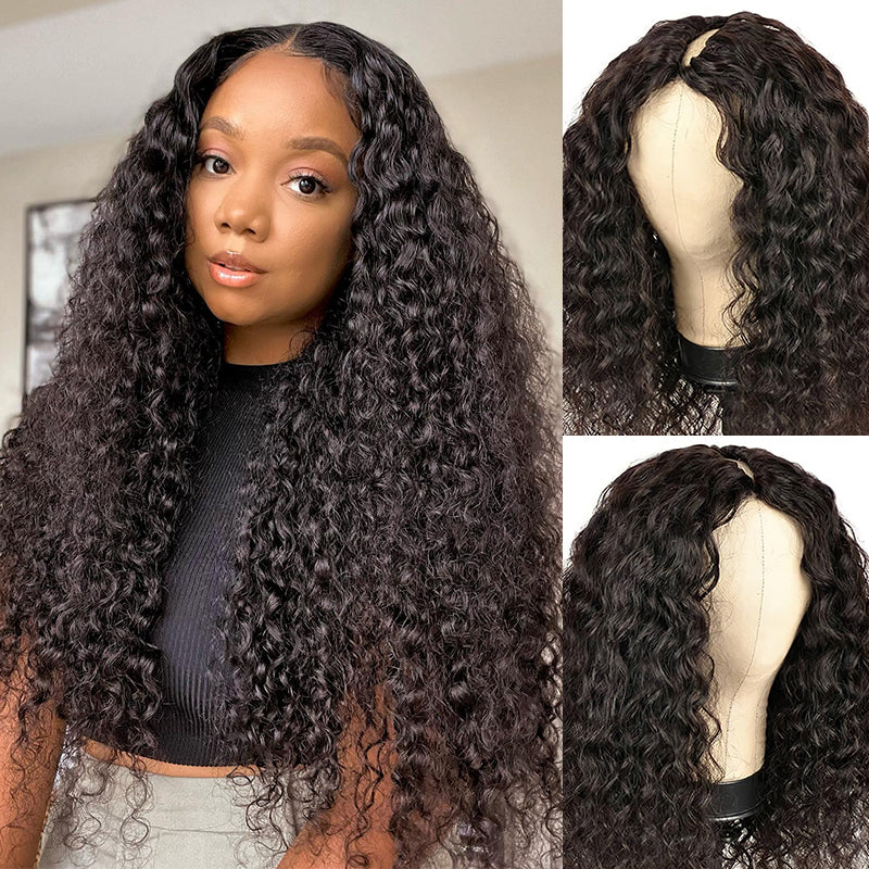 Snv V Part Wigs Water Wave Human Hair Wig No Leave Out No Glue Beginner Friendly 180% Density Wigs